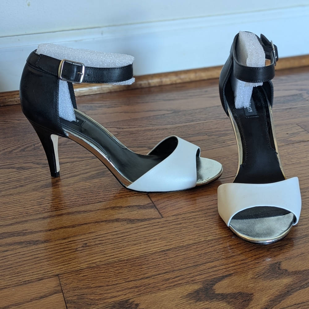 New White House Black Market- Black and White Women's Peep Toe Heels